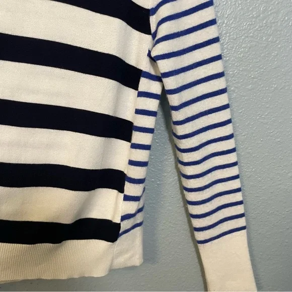 La Ligne Bold Navy Stripe Fuzzy Crewneck Pullover Sweater - Picture 7 of 12